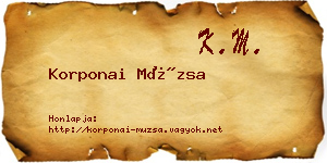 Korponai Múzsa névjegykártya